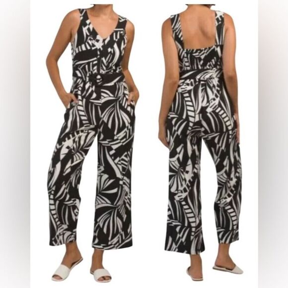 Tahari black & white jumpsuit with pockets - Picture 1 of 8